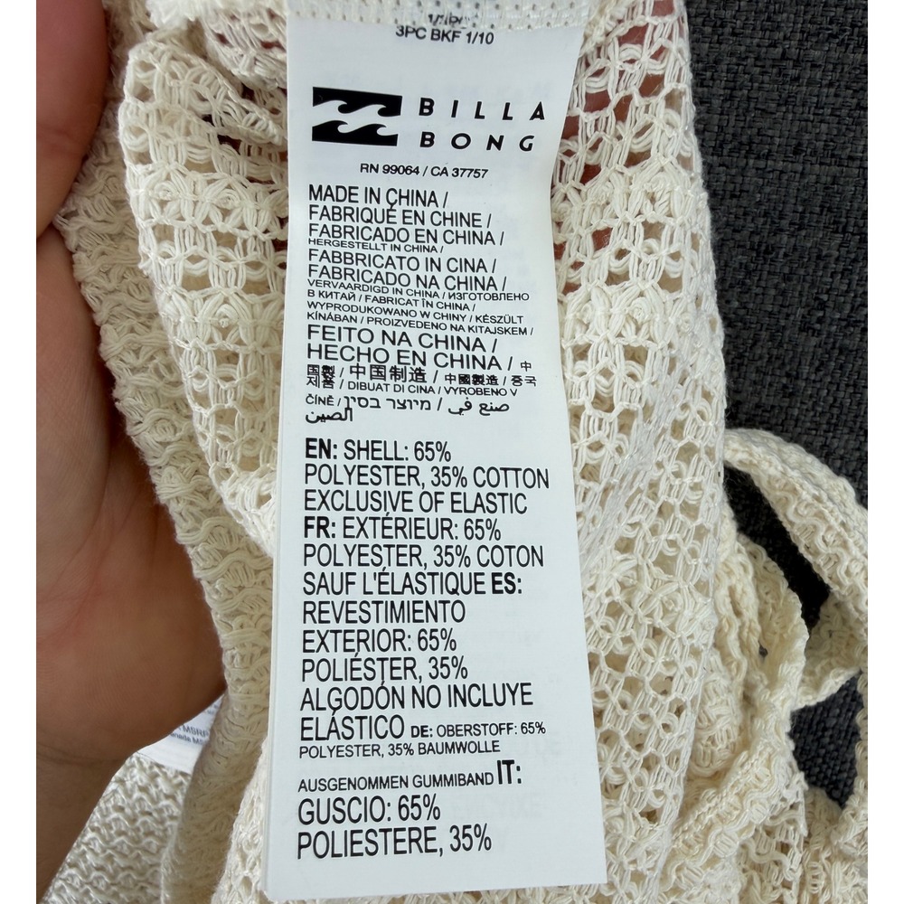 Billabong Largo Beach Pant Cream Crochet Knit Wide Leg Cover Up ABJX600226 XL - Picture 5 of 10